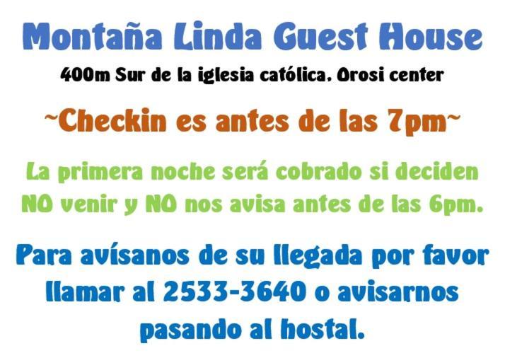Montana Linda Guest House Orosí Eksteriør bilde