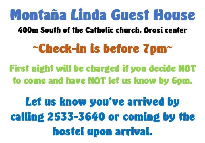 Montana Linda Guest House Orosí Eksteriør bilde